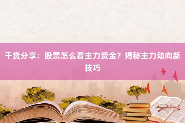干货分享：股票怎么看主力资金？揭秘主力动向新技巧